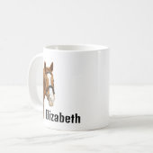 Cute Funny Horse Personalized Name コーヒーマグカップ (正面左)