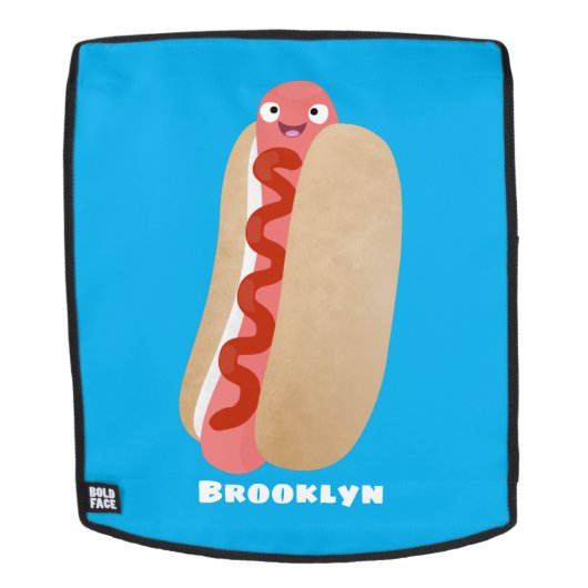 Cute funny hot dog Weiner cartoon バックパック (取り外し可フェース)