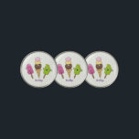 Cute funny ice cream popsicle cartoon trio ゴルフボールマーカー<br><div class="desc">This cute design features two popsicles and an ice cream cone done in funny cartoon illustration style. Yummy sweet treats with a sense of silliness!</div>