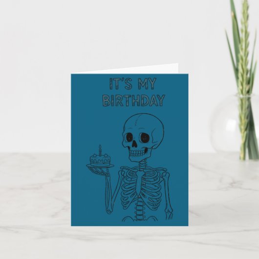 Cute Funny Kawaii Skeleton Birthday Skull Happy Wo カード (正面)
