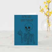 Cute Funny Kawaii Skeleton Birthday Skull Happy Wo カード (黄色い花)