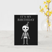Cute Funny Kawaii Skeleton Birthday Skull Happy Wo カード (黄色い花)