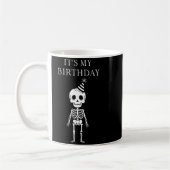 Cute Funny Kawaii Skeleton Birthday Skull Happy Wo コーヒーマグカップ (左)