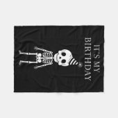 Cute Funny Kawaii Skeleton Birthday Skull Happy Wo フリースブランケット (正面(横))
