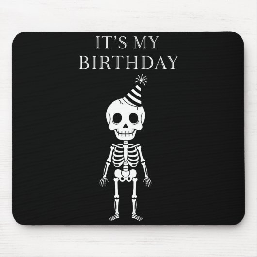 Cute Funny Kawaii Skeleton Birthday Skull Happy Wo マウスパッド (正面)