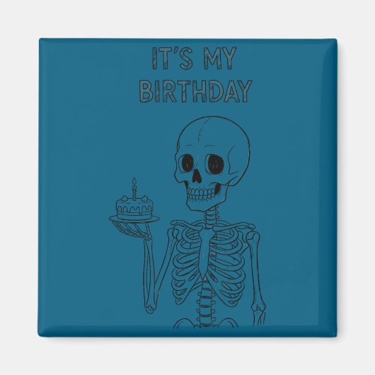 Cute Funny Kawaii Skeleton Birthday Skull Happy Wo マグネット (正面)