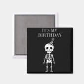 Cute Funny Kawaii Skeleton Birthday Skull Happy Wo マグネット (正面/裏面)