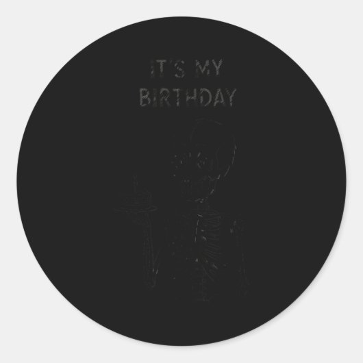 Cute Funny Kawaii Skeleton Birthday Skull Happy Wo ラウンドシール (正面)