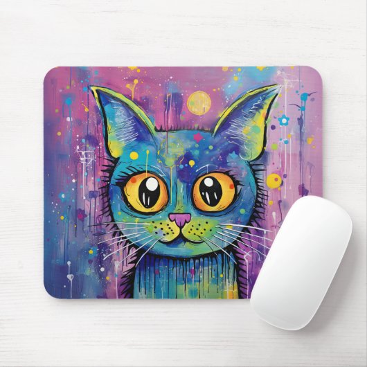 Cute Funny Kitty Cat Mixed Media Animal Pet マウスパッド (マウス)