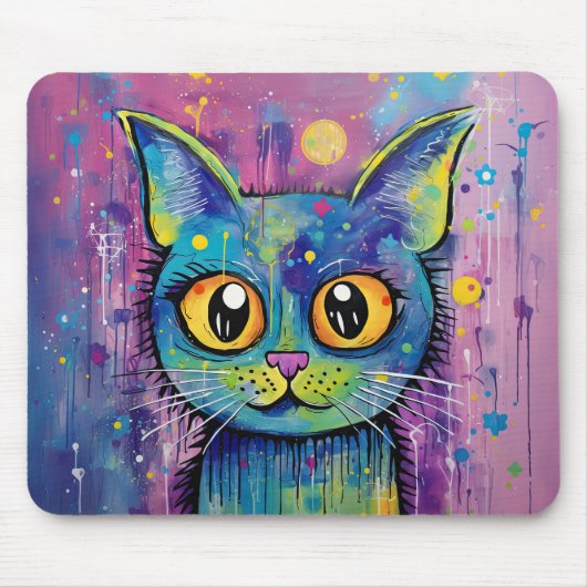 Cute Funny Kitty Cat Mixed Media Animal Pet マウスパッド (正面)