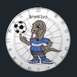 Cute funny Komodo dragon playing soccer cartoon ダーツボード<br><div class="desc">This happy Komodo dragon is playing soccer! Drawn in fun cartoon style.</div>