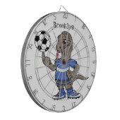 Cute funny Komodo dragon playing soccer cartoon ダーツボード (正面左)