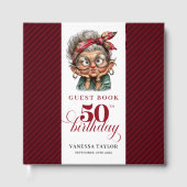 Cute Funny Lady 50th Birthday Cartoon Humor Book ゲストブック (正面)