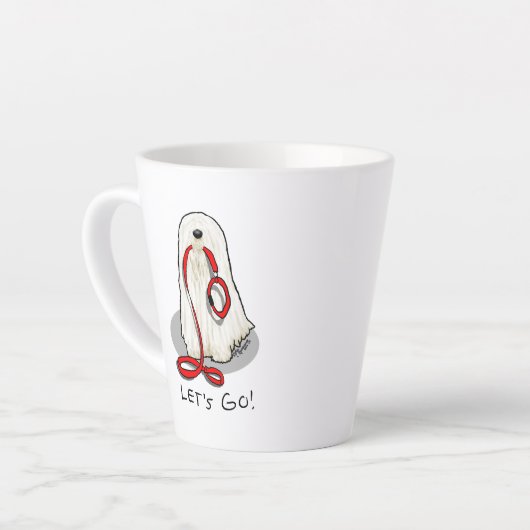 Cute Funny Let's Go! Walk Komondor Dog with Leash カフェラテマグ (左アングル)