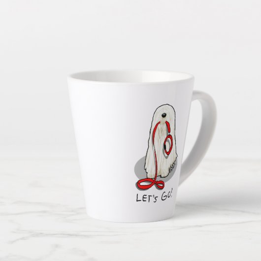 Cute Funny Let's Go! Walk Komondor Dog with Leash カフェラテマグ (右アングル)