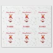 Cute Funny Modern Rudolph Santa Personalized Name  ラッピングペーパー (フラット)