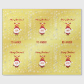 Cute Funny Modern Rudolph Santa Personalized Name ラッピングペーパー (フラット)