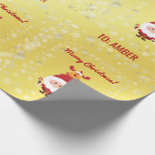 Cute Funny Modern Rudolph Santa Personalized Name ラッピングペーパー (角)