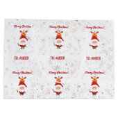 Cute Funny Modern Rudolph Santa Personalized Name  ラージペーパーバッグ (裏面)