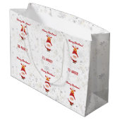 Cute Funny Modern Rudolph Santa Personalized Name  ラージペーパーバッグ (裏面アングル)