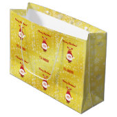 Cute Funny Modern Rudolph Santa Personalized Name  ラージペーパーバッグ (正面アングル)