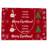 Cute Funny Modern Santa Rudolph Personalized Name  ラージペーパーバッグ (裏面)