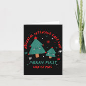 Cute Funny Nicu Merry First Christmas Nurse Crew S カード (正面)