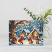 Cute Funny No Silent Night Foxes Christmas Card カード (スタンド正面)