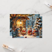 Cute Funny No Silent Night Hedgehog Christmas Card カード (正面/裏面インサイチュ)