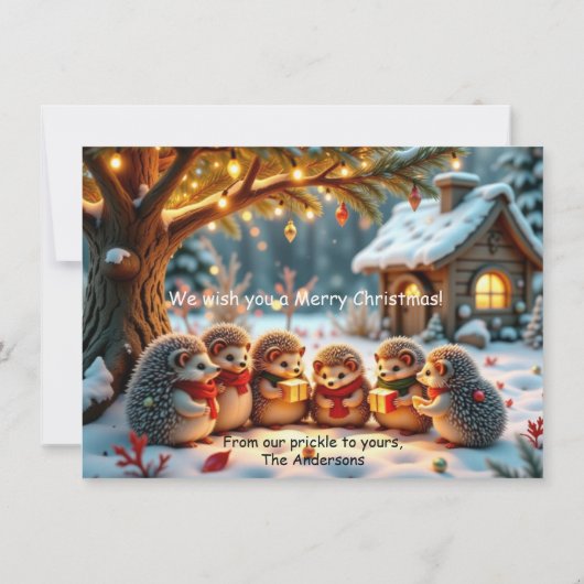 Cute Funny No Silent Night Hedgehog Christmas Card カード (裏面)
