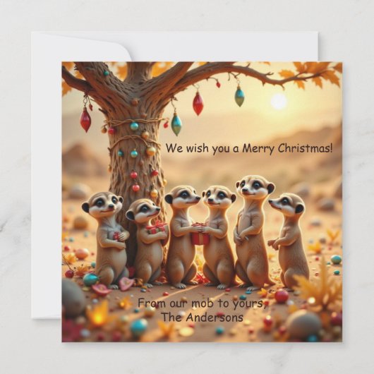 Cute, Funny No Silent Night Meerkat Christmas Card カード (裏面)