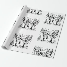 Cute funny nutcrackers Christmas decore  ラッピングペーパー