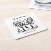 Cute funny nutcrackers Christmas personalized スクエアペーパーコースター (アングル)