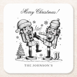 Cute funny nutcrackers Christmas personalized  スクエアペーパーコースター