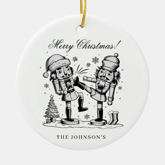 Cute funny nutcrackers Christmas personalized  セラミックオーナメント (正面)