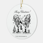 Cute funny nutcrackers Christmas personalized  セラミックオーナメント (左)