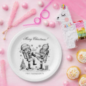 Cute funny nutcrackers Christmas personalized  ペーパープレート (パーティー)