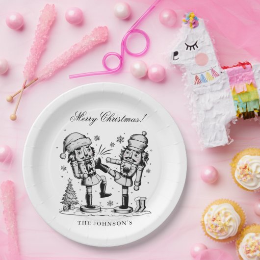 Cute funny nutcrackers Christmas personalized  ペーパープレート (パーティー)