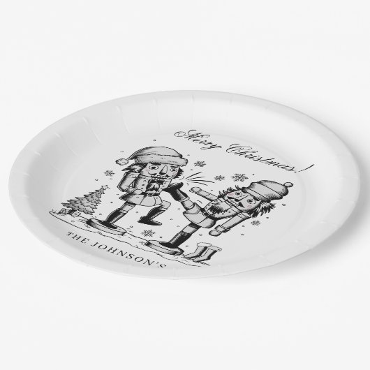 Cute funny nutcrackers Christmas personalized  ペーパープレート (アングル)