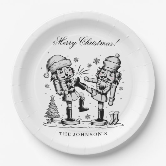 Cute funny nutcrackers Christmas personalized ペーパープレート (正面)