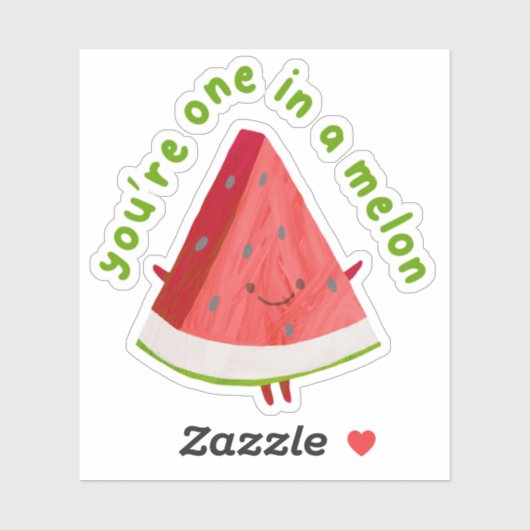 Cute Funny One in a Melon Watermelon Pun  シール (シート)