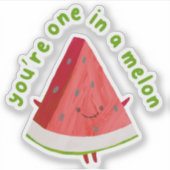 Cute Funny One in a Melon Watermelon Pun  シール (正面)