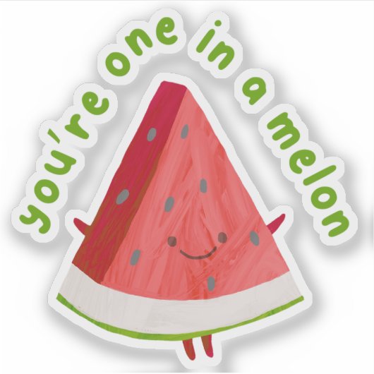 Cute Funny One in a Melon Watermelon Pun  シール (正面)