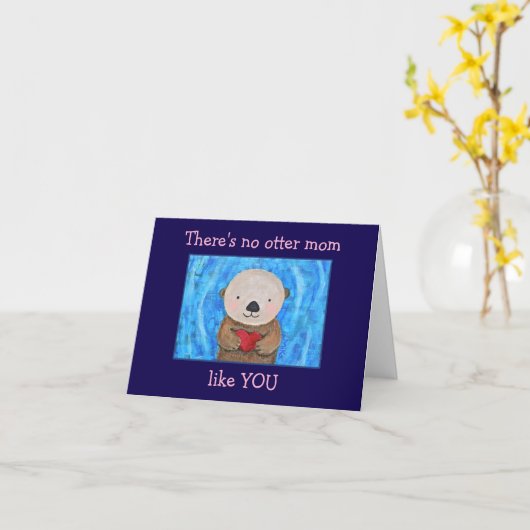 Cute Funny Otter Easy Custom Message Mother's day カード (黄色い花)
