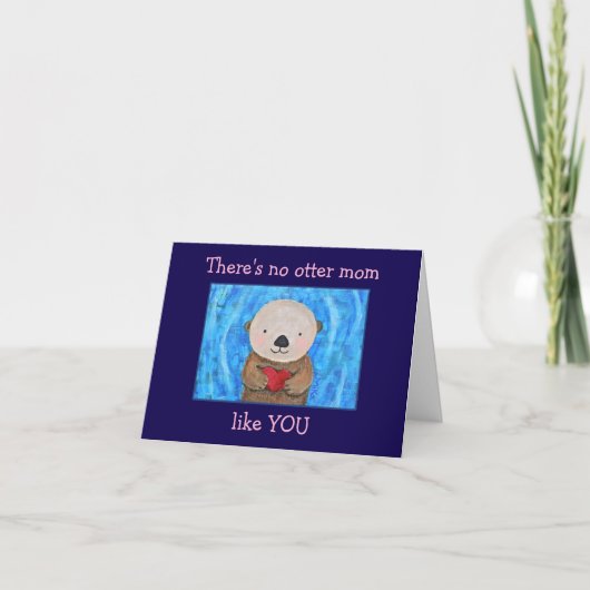 Cute Funny Otter Easy Custom Message Mother's day カード (正面)