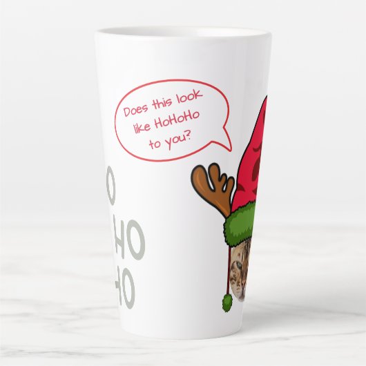 Cute Funny Personalized Cat in Xmas Hat Christmas カフェラテマグ (正面)