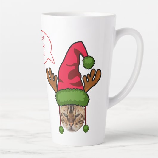 Cute Funny Personalized Cat in Xmas Hat Christmas カフェラテマグ (右)