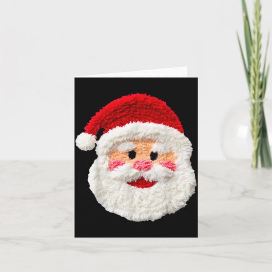 Cute Funny Preppy Faux Yarn Santa Claus Face Merry カード (正面)