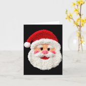 Cute Funny Preppy Faux Yarn Santa Claus Face Merry カード (黄色い花)