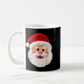 Cute Funny Preppy Faux Yarn Santa Claus Face Merry コーヒーマグカップ (左)